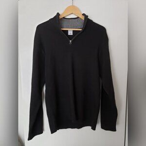 Old Navy Vintage 1/4 Zip Mock Neck Sweater (Black, M) Y2K